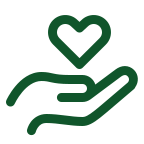 Hand and love heart icon